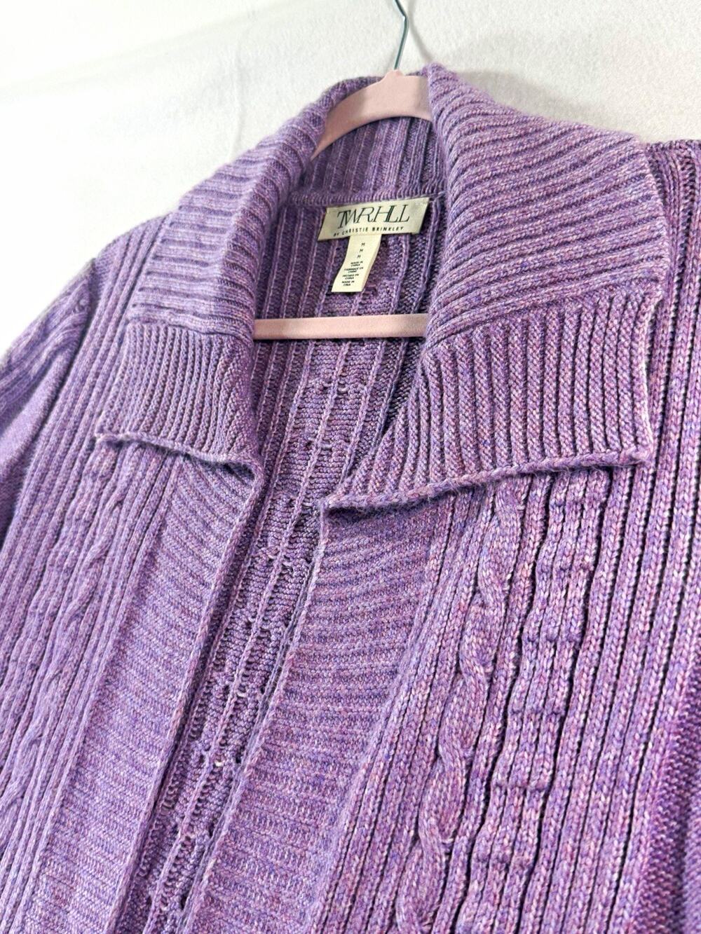 Christie Brinkley TWRHLL Lavender Cable Knit Long Duster Cardigan M